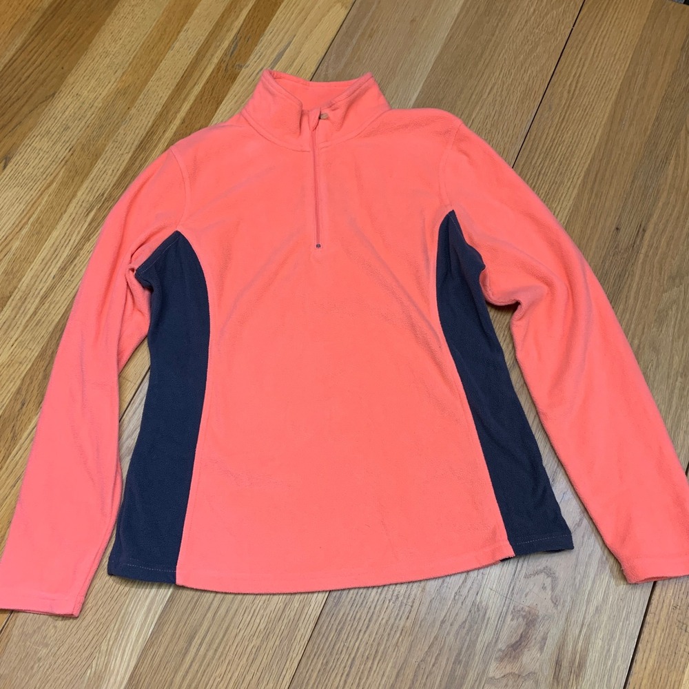 Champion Fleece Quarter‎ Zip Pullover Coral Charcoal Gray Women's Size Medium